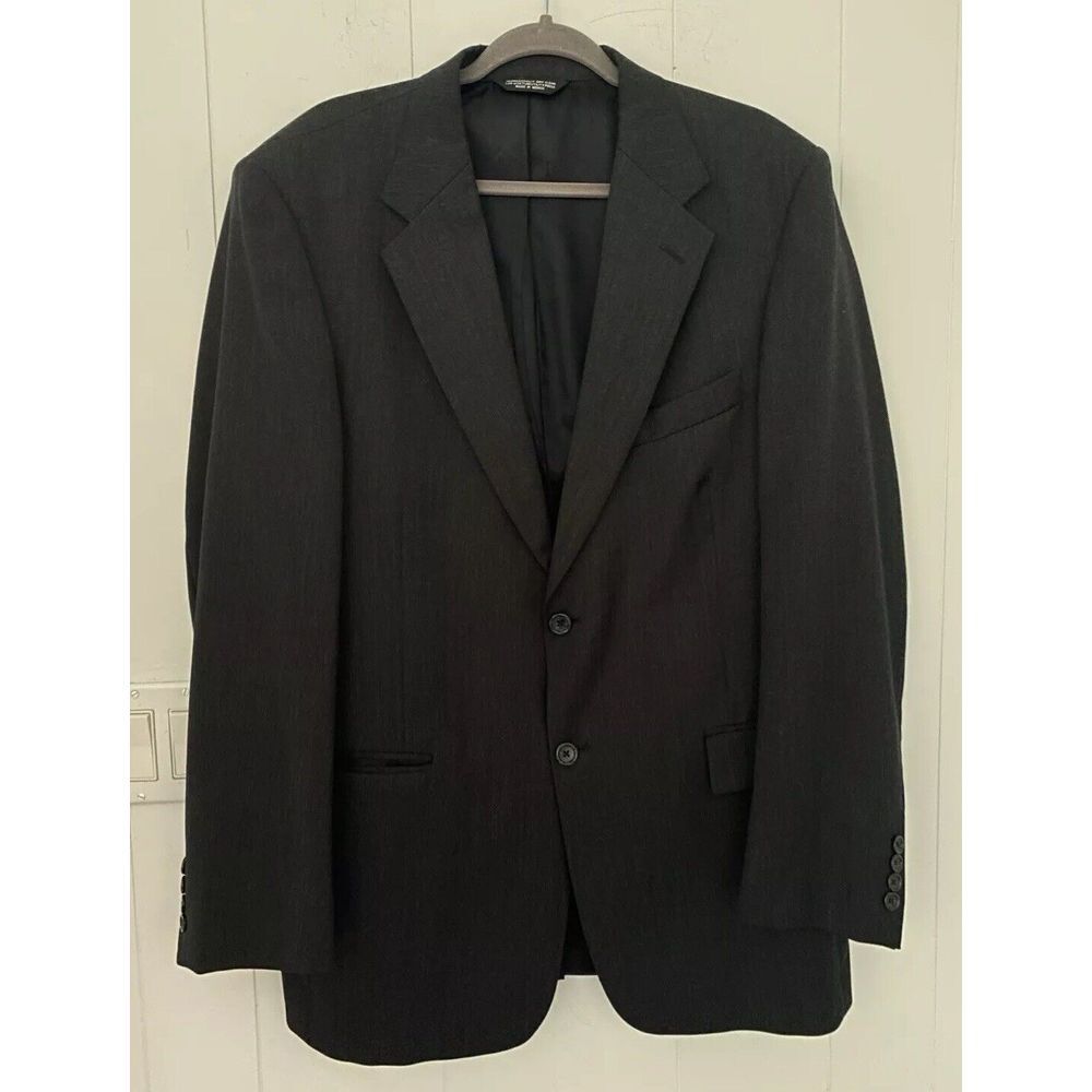 Vintage EVAN PICONE Mens Suit Coat Two Button 42L 100% WOOL Dark Gray